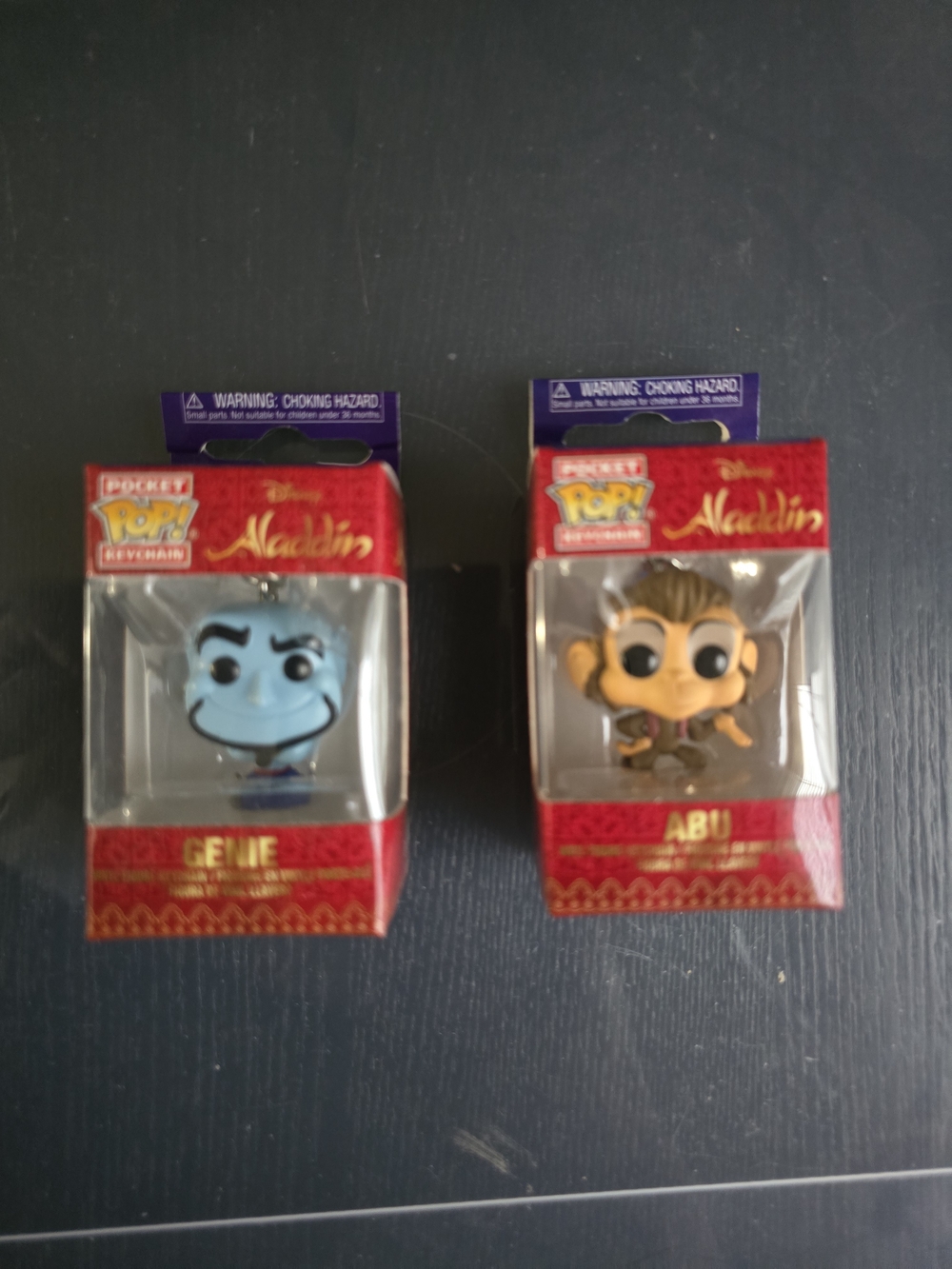 Funko Pocket POP! Disney Aladdin Genie & Abu Vinyl Figure Keychains (CIB)